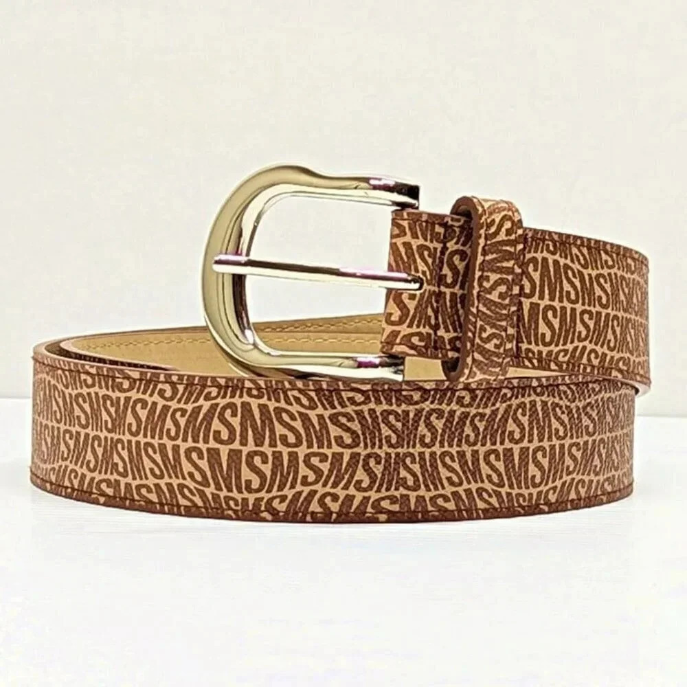Steve Madden Women's Fish-Eye-Logo Belt with Silver Buckle Size L (MSRP $38)